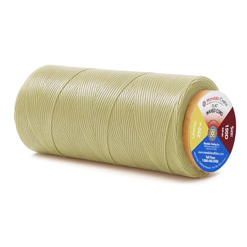 Mandala Crafts 150D 0.8mm Beige Flat Waxed Thread for Leather Sewing - color: Beige, size: Flat 150D 0.8mm 273 Yards