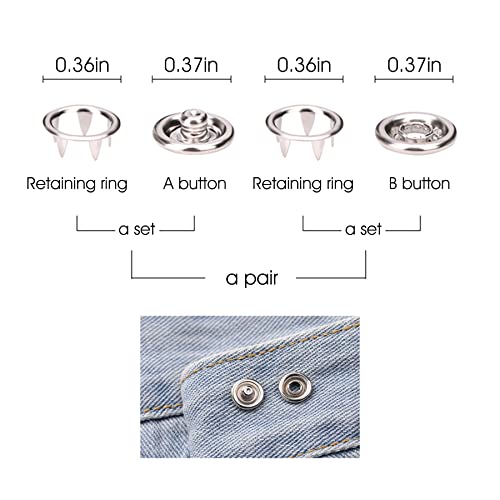 GTAAOY 9.5 mm Metal Snap Buttons with Snap Pliers, 100 Sets / 400 pcs - color: Silver Hollow Prong Snaps