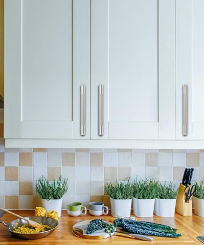 Brushed Nickel Knurled Cabinet Handles Kitchen Pulls 5 Inch 10 Pack - color: Brushed Satin Nickel, size: 5" Hole Center