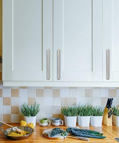 Brushed Nickel Knurled Cabinet Handles Kitchen Pulls 5 Inch 10 Pack - color: Brushed Satin Nickel, size: 5" Hole Center