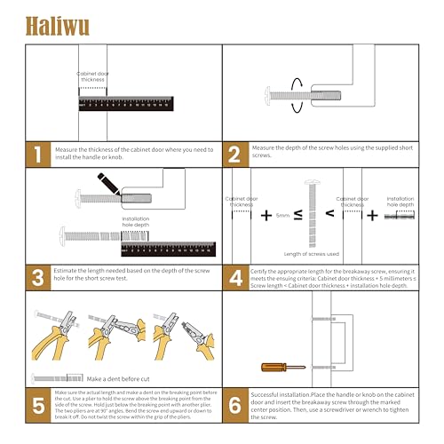 Haliwu 10 Pack Kitchen Cabinet Knobs Black and White Marble Grain Knobs - color: White Marble & Black, size: T-bar Knob