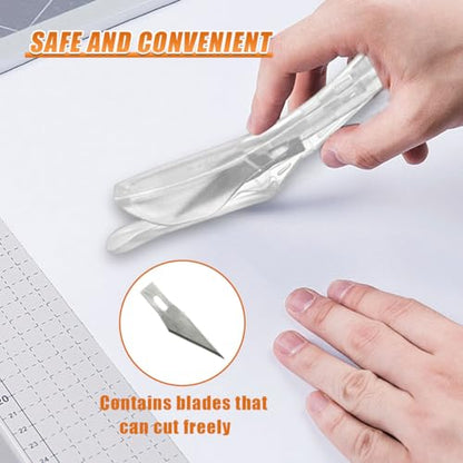 3PCS Car Wrapping Paper Cutter with 10 Replaceable Blades (White) - color: White