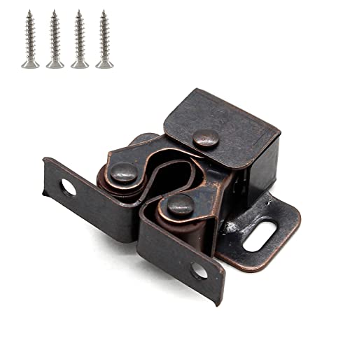 Double Roller Catch with Spear, Bronze Tone, 4 Pack - color: Brown
