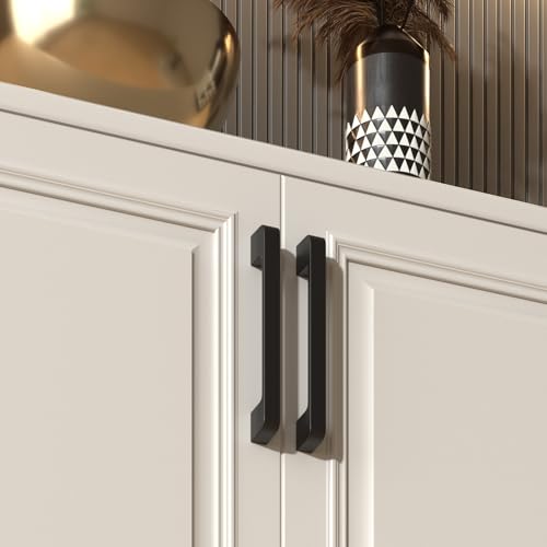 Black Cabinet Handles 5 Inch Matte Black Cabinet Pulls 10 Pack - color: Black, size: 5 Inch (128 mm) Hole Centers