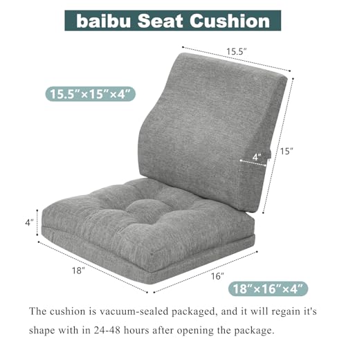 baibu Memory Foam Recliner Cushion with Lumbar Pillow, 18 x 16 x 4 in, Grey - color: Grey, size: 18x16x4 Inch (Pack of 1)