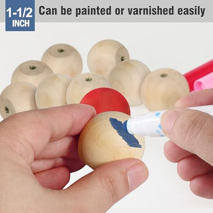 FoDau770 Round Ball Wood Knobs, 1-1/2" Diameter - Unfinished - 30 Pieces - color: Unfinished, size: 1-1/2 Inch