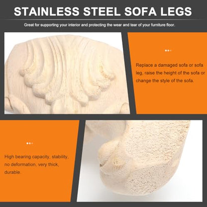 POPETPOP 4 pcs Solid Wood Furniture feet Carved Decorative Sofa Legs European Style Table Supports for Couch Bed Bench Dresser 3.93 X 2.36 X 2.36 in