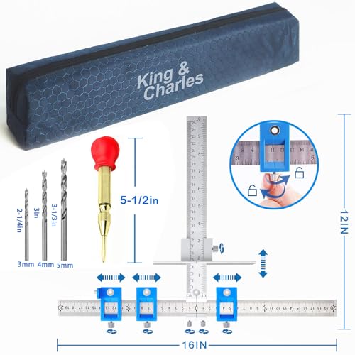 King&Charles Metal Cabinet Hardware Jig, Auto Center Punch+Point Drill Bits - style: PRO-Metal