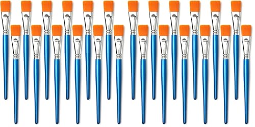 1 inch Flat Paint Brushes for Acrylic Painting,12 Pieces Large Synthetic Paint Brushes Bulk with Wooden Handle for Acrylic, Watercolor, Oil, Crafts, Face Body Art (Pack of 2) - size: 1 inch 12 pieces (Pack of 2)