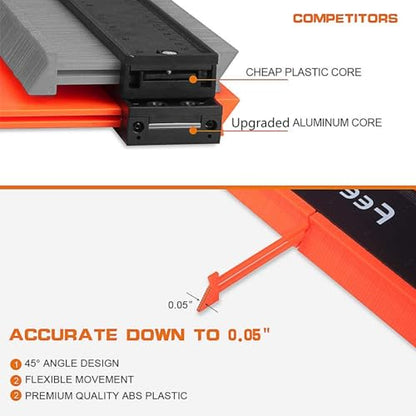 Feeke Contour Gauge (12+5 Inch) with Lock Profile Tool, Birthday Gifts for Men Dad Husband Him Super Contour Shape Duplicator Men Gifts Woodworking Tools Construction Outline Angle Measuring Tool - style: 12+5 Inch
