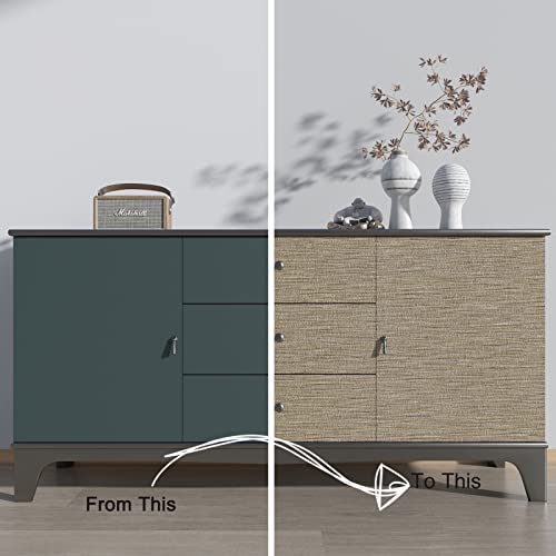 Decotalk 23.6x200 Inch Brown Grass Cloth Textured Wallpaper Peel and Stick - size: 23.6" x 200"