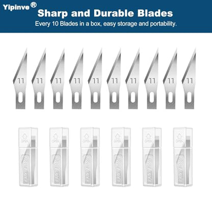 Exacto Knife, 2 Exacto Knives with 60 Exacto Blades #11, Craft Knife, Hobby Knife, Exacto Knife Set for Crafts, Arts, Modeling, Scrapbooking