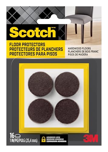 Scotch Felt Pads, 16 Pads, Circle, Brown, 1 in x 1 in,
