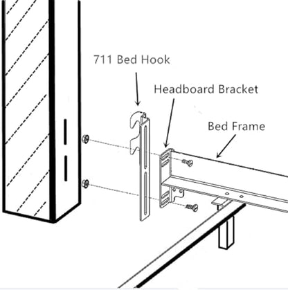 ZhouDaShu 4 Pcs Headboard Adapter Brackets, Bed Frame Bracket Extenders for Headboard, Headboard Adapter Kit for Metal Frame, Headboard Attachment Kit, Bed Frame Hooks Bracket for Headboard - style: Headboard Hooks-4 Pcs
