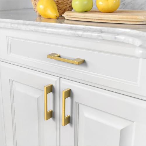 Asidrama 10 Pack 3 Inch(76mm) Vibrant Brushed Moderne Brass Cabinet Pulls Heavy-Duty Solid Kitchen Cabinet Handles Drawer Hardware for Bathrooms Cabinets 2008 - color: Vibrant Brushed Moderne Brass, size: 3" Hole Center(76mm), style: 10 Pack
