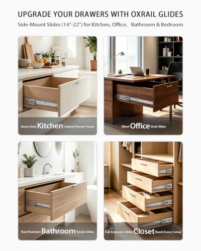 Soft Close Drawer Slides 14 Inch Side Mount Glides 10 Pair, 3-Fold Full Extension Ball Bearing Cabinet Drawer Rails, Heavy Duty Track for Office Desk Drawer Bedroom Nightstand Drawer - size: 14 Inch Drawer Slide