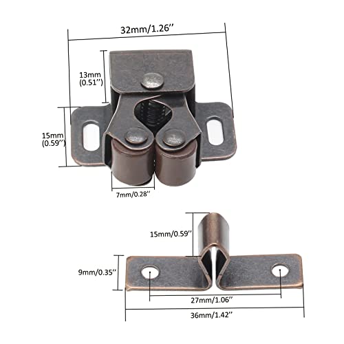Luomorgo 10 Pack Double Roller Catch Cabinet Latches, Antique Bronze - color: Antique Bronze, size: 10 Pieces
