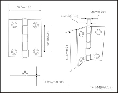 QCAA Square Door Butt Hinge, Heavy Gauge, Swaged, Loose Pin, 2-1/2"x2-1/2 x2.0mm, Black, Made in Taiwan, 4 Pack - color: Black(2-1/2 * 2-1/2), size: 4 Pack