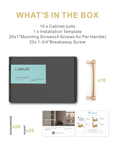 LIMUR 10 Pack 5 Inch (128mm) Hole Center Brushed Bronze Cabinet Pulls – Solid Zinc Alloy Kitchen Cabinet Handles, Drawer Pulls for Bathroom Vanity, Dresser & Wardrobe, M4 Screws Included - color: Brushed Bronze, size: 5"/128 MM Hole Center