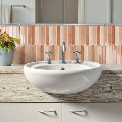 10 Sheet Long Hexagon Peel and Stick Backsplash Tile, 12"x12" 3D Adhesive Glossy Marble Vinyl Stick on Wall Tiles for Bathroom, Kitchen, Living Room (Beige, 12" x 12") - color: Beige