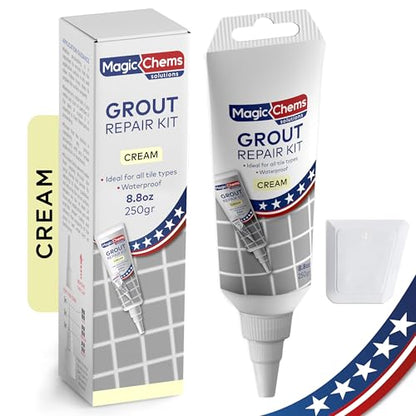 Magic Chems Grout Repair Kit, Cream, Fast Drying Sealer, 8.8 oz - color: Cream, size: 1 Pack