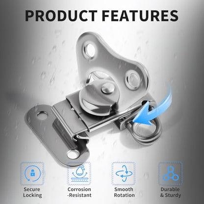 2 Pcs Spring Butterfly Twist Latch, Silver, 304 SS, 1.57" X 1.86" - size: Stainless Steel with Spring
