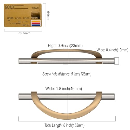 Amerdeco 10 Pack Brushed Satin Nickel and Champagne Bronze Cabinet Pulls 5 Inch(128MM) Hole Centers Kitchen Cabinet Handles Cabinet Hardware Cupboard Handles Drawer Pulls… - color: Champagne Gold Brushed Satin Nickel, size: 5"/128MM Hole Center, style: 10