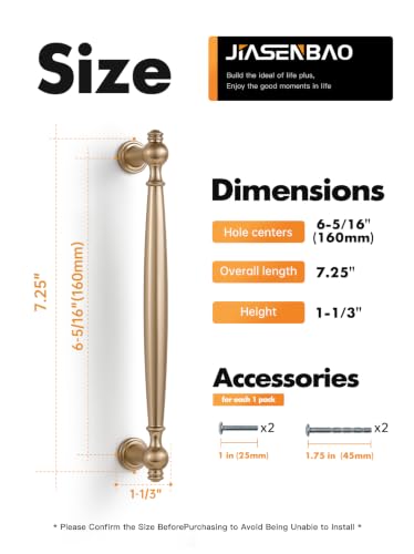 5 Pack Champagne Bronze Cabinet Pulls 6.3" Hole Center - color: Champagne Bronze, size: 6-5/16" hole center