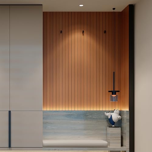 YU LI 3DH Peel and Stick PVC Slat Wall Panel 236"x15.75" Self-Adhesive Thick Faux Walnut Wood Grain Wallpaper Panel 3D Soundproof Wall Panels for Walls & Ceilings - color: Walnut, size: 15.8" x 236"