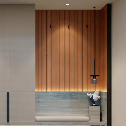 YU LI 3DH Peel and Stick PVC Slat Wall Panel 236"x15.75" Self-Adhesive Thick Faux Walnut Wood Grain Wallpaper Panel 3D Soundproof Wall Panels for Walls & Ceilings - color: Walnut, size: 15.8" x 236"