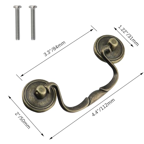 6 Pcs Antique Bail Handle Drop Pulls Vintage Bronze Drop Bail Pulls