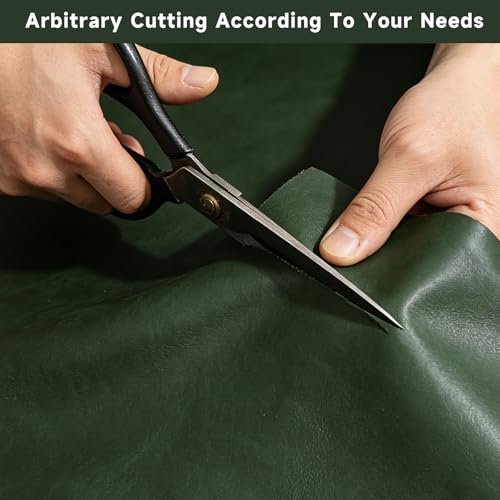 12''X24'' Genuine Leather Sheets - Tooling Leather Fabric Pieces for Crafts, Full Grain Leather Hide Material(Green, 2mm Thick) (Green, 12"X24") - color: Green