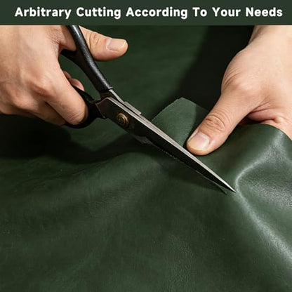 12''X24'' Genuine Leather Sheets - Tooling Leather Fabric Pieces for Crafts, Full Grain Leather Hide Material(Green, 2mm Thick) (Green, 12"X24") - color: Green