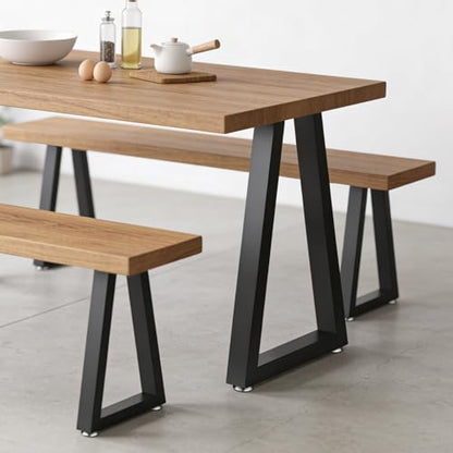 28 Inch Metal Table Legs Trapezoid, Heavy Duty Industrial Steel Desk Leg with Adjustable Feet Pads for Dining Table, Kitchen Base, Console, Black - size: 28 '' T Shape