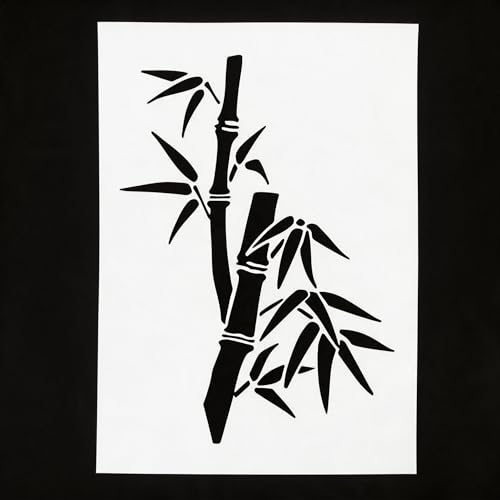 TIAMECH A4 Reusable Bamboo Stencil for Painting - style: Asian Bamboo Leaves