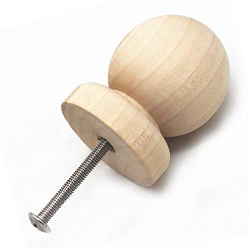 WEICHUAN 10-Pack Solid Wood Ball Cabinet Dresser Drawer Knobs