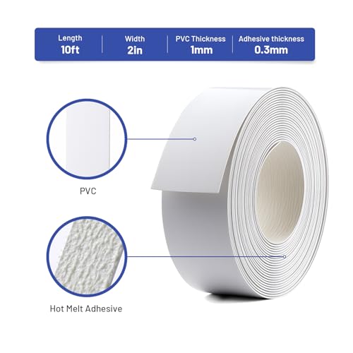PVC Edge Banding 2 inch x 25ft Veneer Edge Banding White with Hot Melt Adhesive Pre - glued Iron on Edging Tape Trim for Cabinet Plywood Repairs and Furniture Restoration - size: 2 inch x 25ft