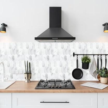 Vamos Tile Peel and Stick Backsplash,Thicker Design, Statuary White,10 pcs - color: Statury White with White Grout