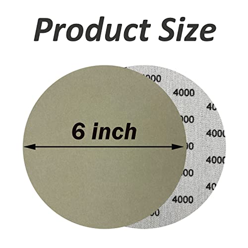 6 Inch 4000 Grit Wet Dry Sandpaper，20 PCS Hook and Loop Sanding Discs - style: Grit-4000