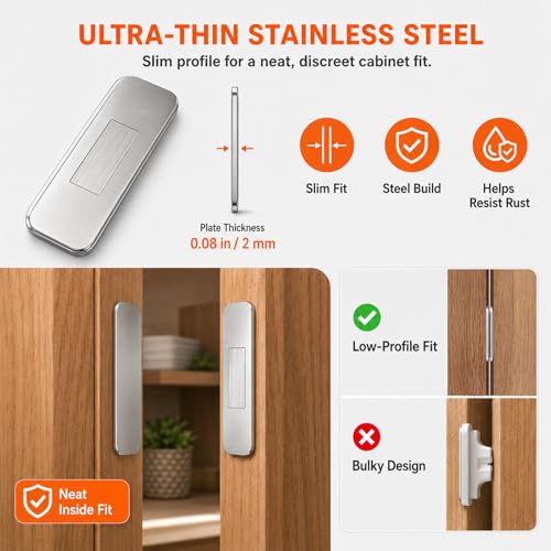 Cabinet Magnets for Closure, 5 Sets, 3M Adhesive, Ultra-Thin