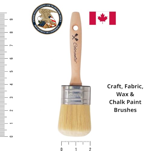 Colorantic | Wax and Chalk Round Oval Brush | Beeswax and Stencil Brushes for Acrylic Paints DIY (55mm Oval Chalk Based Paint Brush) - size: 55mm Oval Chalk Based Paint Brush
