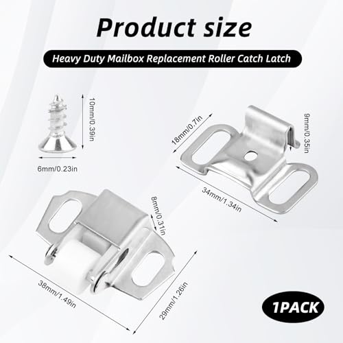 1 Pack Mailbox Door Replacement Roller Catch Latch Assembly,Hardware Roller Wheel Spring Cabinet Furniture Closet Door Catch Latch Holder with Screws for Mailbox RV,Kitchen Cabinets Doors