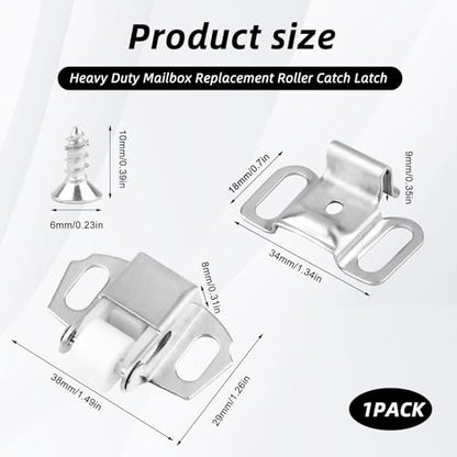 1 Pack Mailbox Door Replacement Roller Catch Latch Assembly,Hardware Roller Wheel Spring Cabinet Furniture Closet Door Catch Latch Holder with Screws for Mailbox RV,Kitchen Cabinets Doors