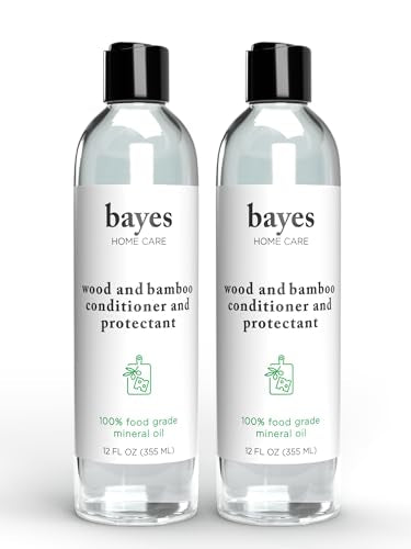 Bayes Food Grade Mineral Oil for Cutting Board - Mineral Oil Food Grade for Bamboo, Teak & Wood Conditioner and Protectant - Cutting Board Oil Food Grade Formula - Wood Oil for Cutting Board - 12 oz - size: 12 Fl Oz (Pack of 2)