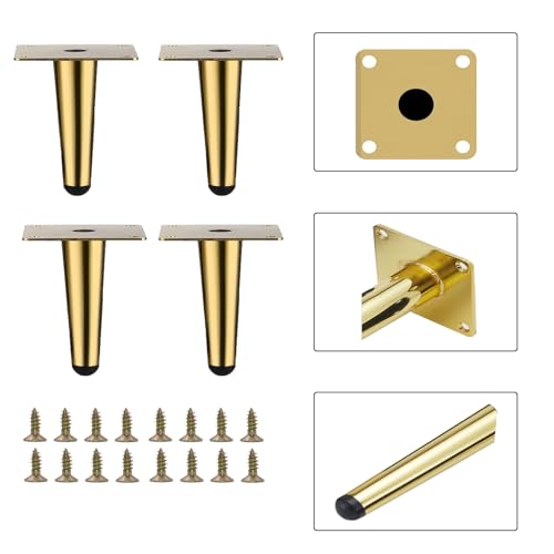 4 Inch Gold Furniture Couch Cabinet Dresser Legs Set of 4 - color: Gold, size: 4"-Set of 4