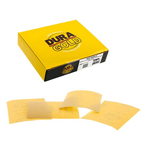 Dura-Gold Premium 1/4 Sheet Gold Sandpaper Sheets, 600 Grit (Box of 25) - size: 600-Grit
