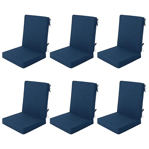 Outdoor Chair Cushions 20x20 Inch, Set of 6, Navy Blue - color: Navy Blue, size: 20" x 20" 6 Pack