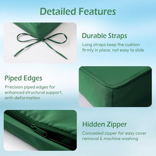 Chaise Lounge Cushions Outdoor, 72"x21"x3", Forest Green - color: Forest Green