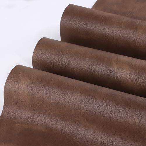 HGUAN Warm Brown Faux Leather Sheets 1 Yard Cut 54"x36" Suitable for Upholstery Furniture Seat, Handmade DIY Projects (Warm Brown) - color: Warm Brown, size: 54"X36"