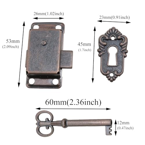 2 Pack Antique Cabinet Lock with Key for Drawers and Desks